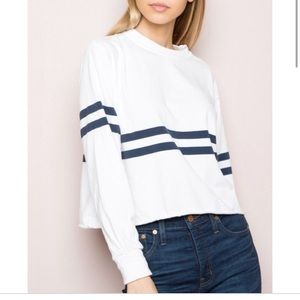 COPY - White long sleeve with navy stripe